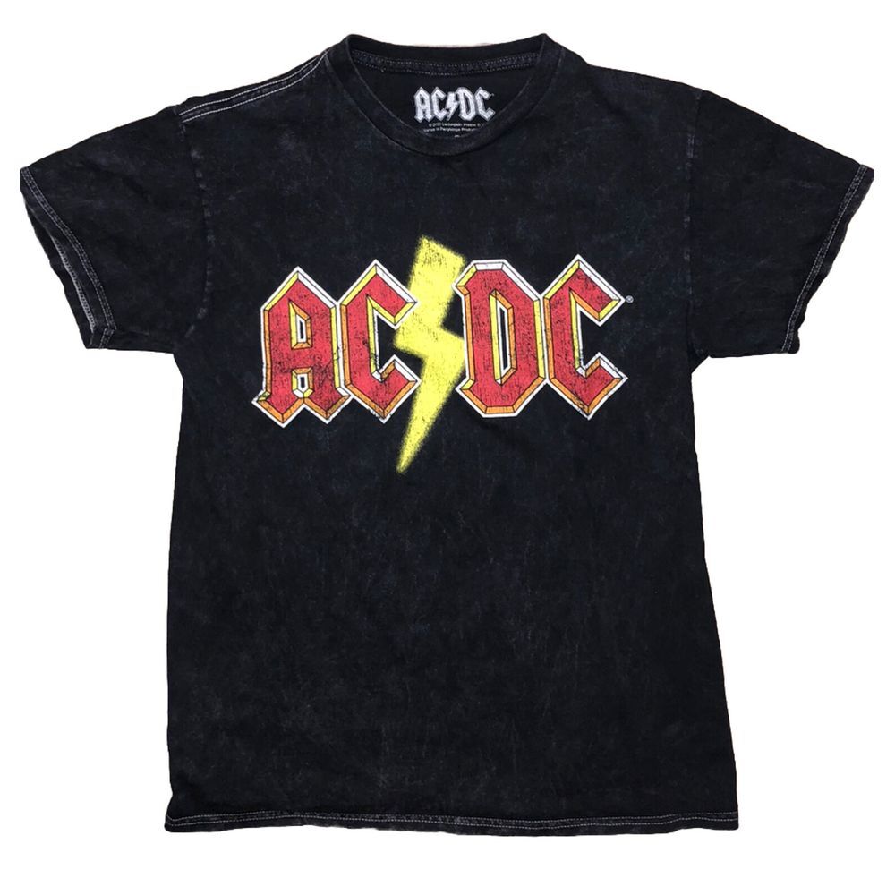 AC/DC T Shirt S Black Mineral Dye Short Sleeve